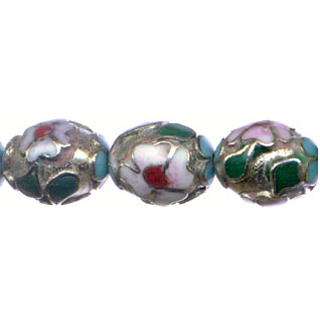 CLOISONNE RICE 12X18MM SILVER