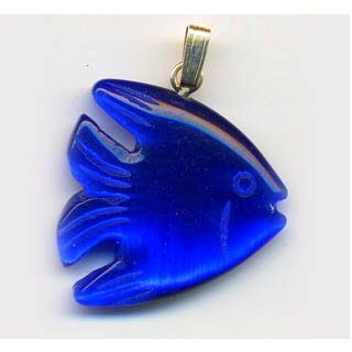 FIBER OPTICAL FISH 22MM BLUE COLOR PENDANT (2PCS)