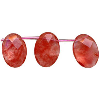 CHERRY QUARTZ FACETED OVAL 18X25MM SIDE DRILL