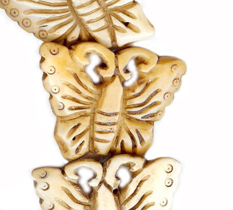 BONE BUTTERFLY 29X37MM ANTIQUE (12PCS)