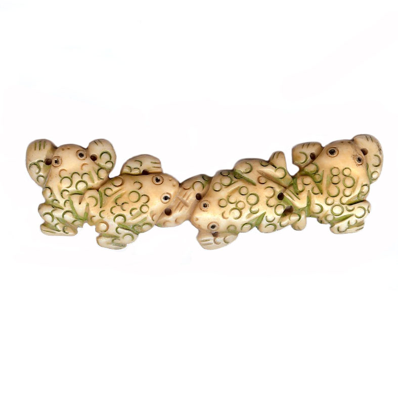 BONE FOUR FROGS 23X90MM ANTIQUE