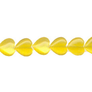 CAT'S EYE PUFF HEART 12MM DARK YELLOW