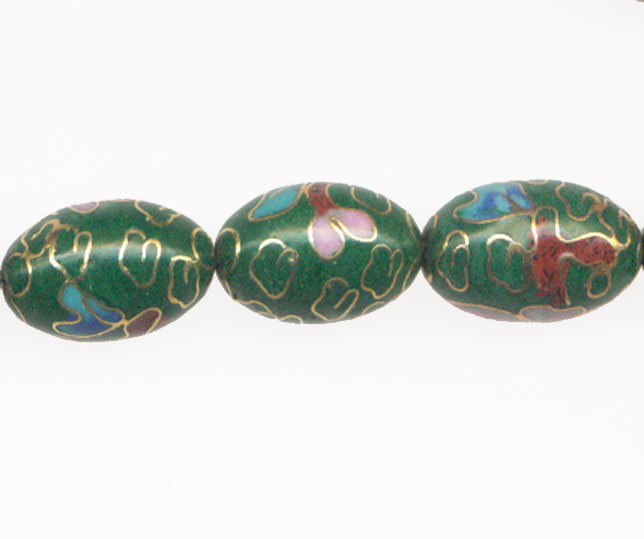 CLOISONNE RICE 12X18MM GREEN