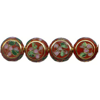 CLOISONNE COIN 12MM RUST RED