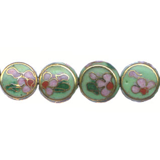 CLOISONNE COIN 12MM APPLE GREEN