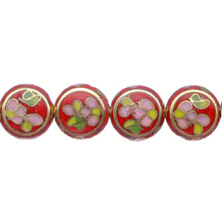 CLOISONNE COIN 12MM RED