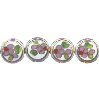 CLOISONNE COIN 12MM WHITE