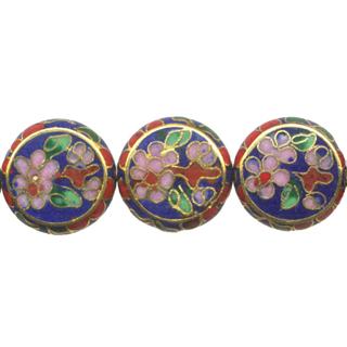 CLOISONNE COIN 19MM BLUE