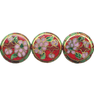 CLOISONNE COIN 19MM RED