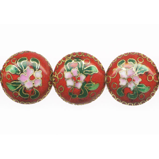 CLOISONNE DISC 20MM RED