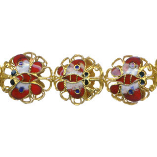 ENAMEL HOLLOW OUT BUTTERFLY 16MM RED