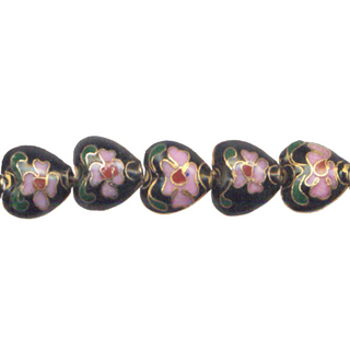 CLOISONNE HEART 10MM BLACK