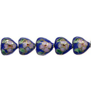 CLOISONNE HEART 10MM BLUE
