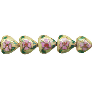 CLOISONNE HEART 10MM BEIGE