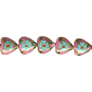 CLOISONNE HEART 10MM PINK
