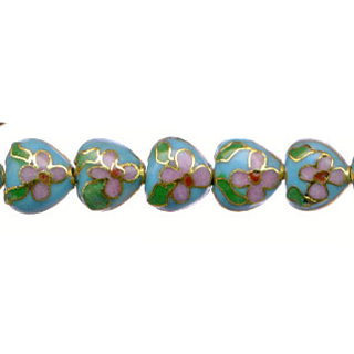 CLOISONNE HEART 10MM TURQUOISE
