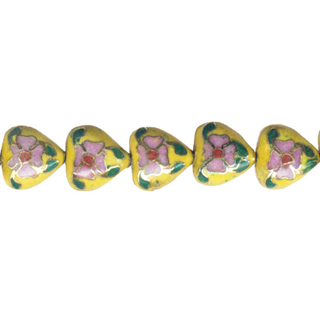 CLOISONNE HEART 10MM YELLOW