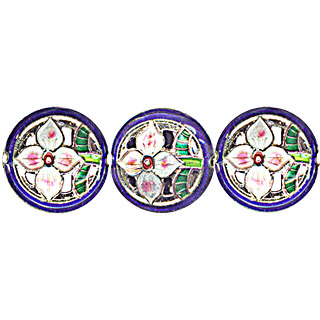CLOISONNE HOLLOW OUT DISC 17MM BLUE