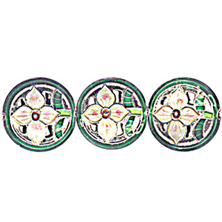 CLOISONNE HOLLOW OUT DISC 17MM GREEN