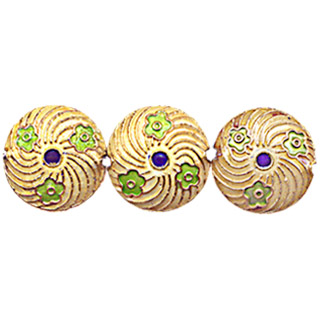 ENAMEL FAN WITH FLOWER DISC 20MM YELLOW