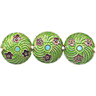 ENAMEL FAN WITH FLOWER DISC 20MM APPLE GREEN