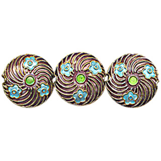 ENAMEL FAN WITH FLOWER DISC 20MM PURPLE