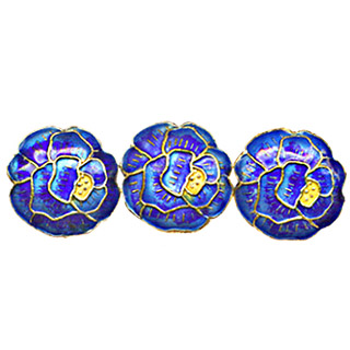 ENAMEL PEONY DISC 20MM BLUE