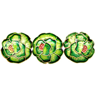 ENAMEL PEONY DISC 20MM GREEN
