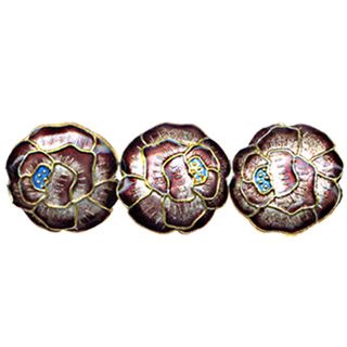 ENAMEL PEONY DISC 20MM PURPLE