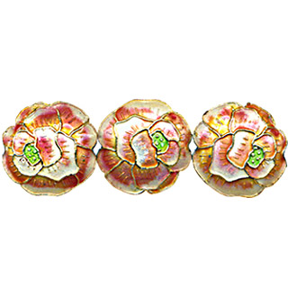 ENAMEL PEONY DISC 20MM RED