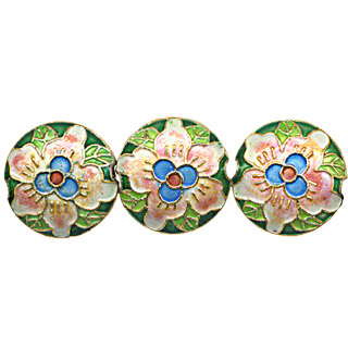 ENAMEL FLOWER DISC 20MM GREEN