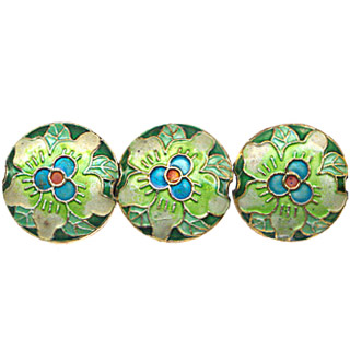 ENAMEL FLOWER DISC 20MM APPLE GREEN