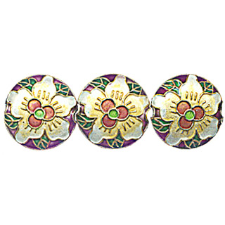 ENAMEL FLOWER DISC 20MM PURPLE
