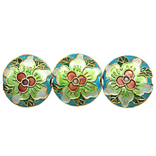 ENAMEL FLOWER DISC 20MM TOURQUOISE