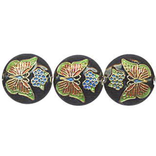 ENAMEL BUTTERFLY DISC 20MM BLACK
