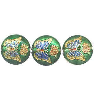 ENAMEL BUTTERFLY DISC 20MM GREEN