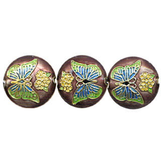 ENAMEL BUTTERFLY DISC 20MM PURPLE