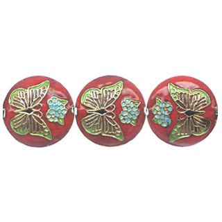 ENAMEL BUTTERFLY DISC 20MM RED