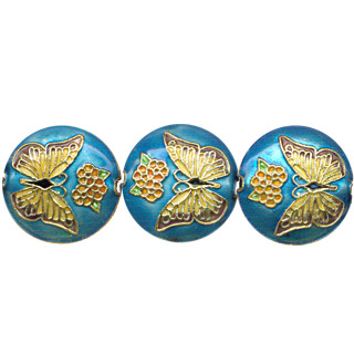 ENAMEL BUTTERFLY DISC 20MM TOURQUOISE