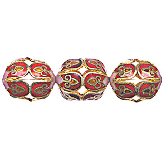CLOISONNE HOLLOW OVAL 13X16MM RED