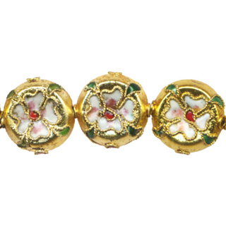 ENAMEL FLOWER DISC (A) 16MM GOLD