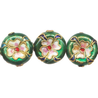 ENAMEL FLOWER DISC (A) 16MM GREEN