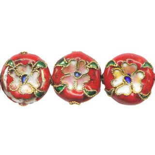 ENAMEL FLOWER DISC (A) 16MM RED