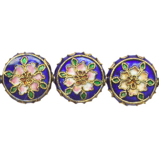 ENAMEL FLOWER DISC (B) 18MM BLUE