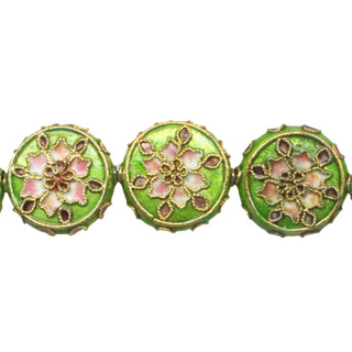 ENAMEL FLOWER DISC (B) 18MM APPLE GREEN