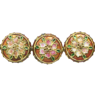 ENAMEL FLOWER DISC (B) 18MM ORANGE