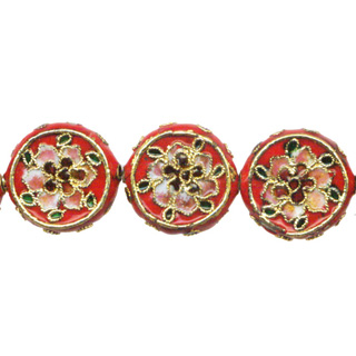 ENAMEL FLOWER DISC (B) 18MM RED