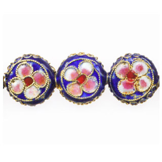 ENAMEL FLOWER DISC (A) 13MM BLUE