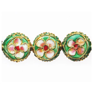 ENAMEL FLOWER DISC (A) 13MM GREEN