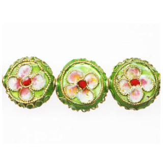 ENAMEL FLOWER DISC (A) 13MM APPLE GREEN